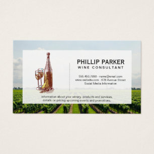 Vineyard Vin Flaska och glas Visitkort