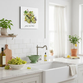 Vineyard Watercolor Graps, anpassningsbar Fyrkantig Klocka