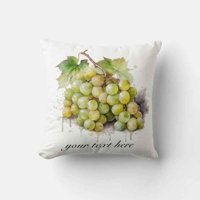 Vineyard Watercolor Graps, anpassningsbar Kudde (Framsida)