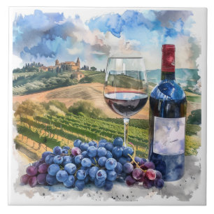 Vineyard Watercolor Print Tile Kakelplatta