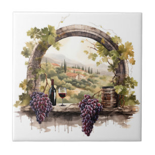 Vineyard Watercolor Print Tile Kakelplatta