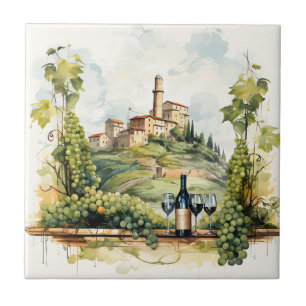 Vineyard Watercolor Print Tile Kakelplatta