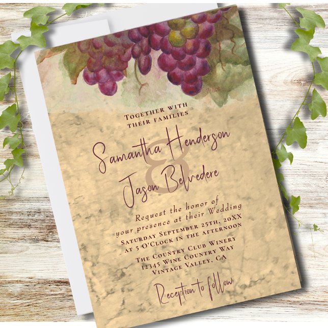 Vineyard Wedding Elegant Rustic Watercolor  Inbjudningar (Skapare uppladdad)