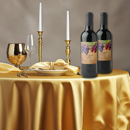 Vineyard Winery Bröllop Lila Red Graps Vinflaska Etikett