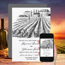 Vineyard Winery Rustic Sketch Bröllop
