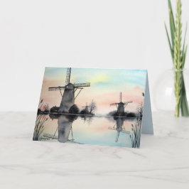 Vinfabriker vid Dawn Watercolor Landcape Painting Tack Kort