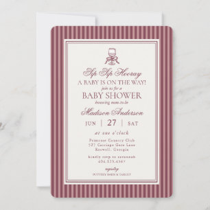Vinfarmklubb Gammalt Pengar Randig Baby Shower Inbjudningar