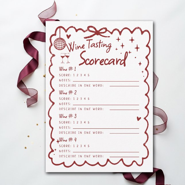 Vinfestival Möhippa 4 Vinsmakningsresultatskort (winery bachelorette party invitation wine tasting scorecard girls trip weekend napa sonoma)