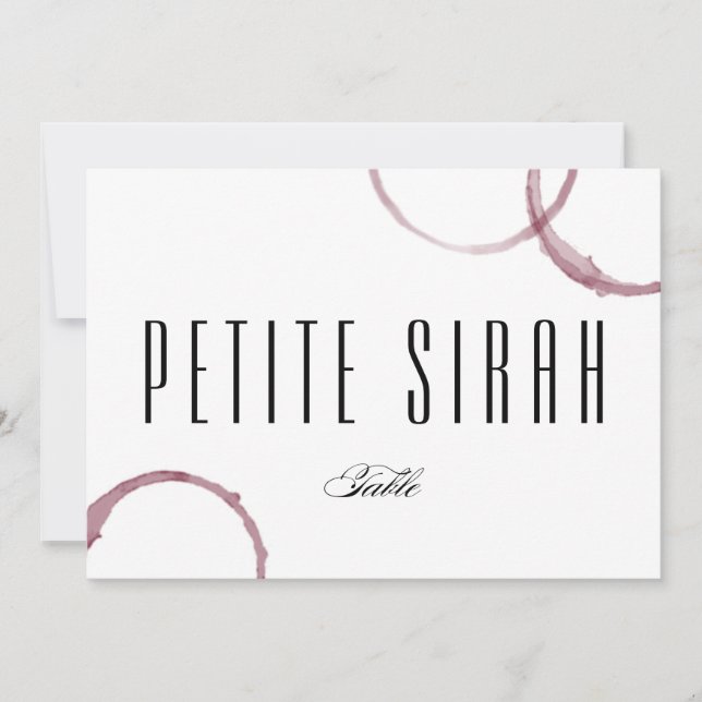 Vinfläckar Winery vingård bordskort nummer (Framsida)