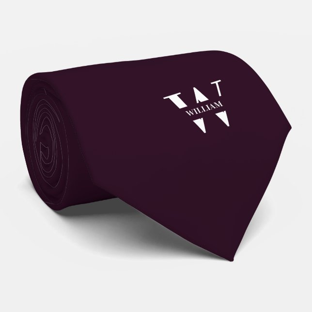 Vinfläsk Färg Elegant Monogram + Namn Slips (Rullad)