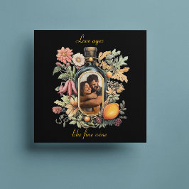 vinflaska botanisk, kärlek åldras som gammalt vin julkort