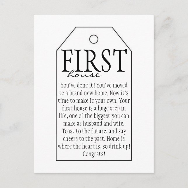 Vinflaska Bröllopsgåva Märken - Första Huset Meddelande Vykort (Framsida)