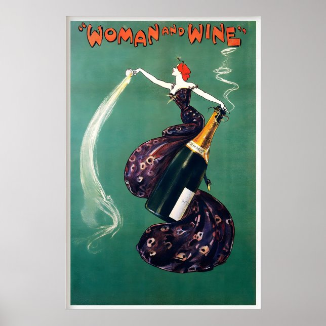 Vinflaska Champagne Mat och Dryck Dryck Poster (Framsidan)