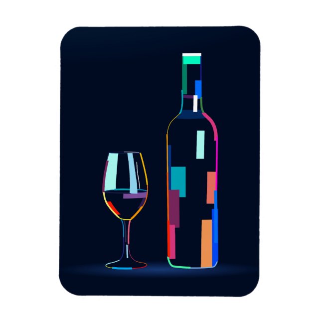 Vinflaska med glas magnet (Vertikal)