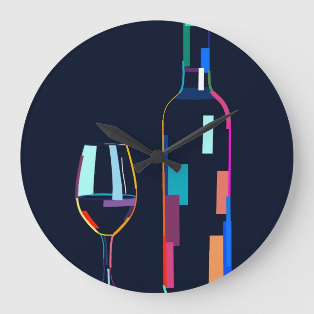 Vinflaska med glas stor klocka (Framsida)