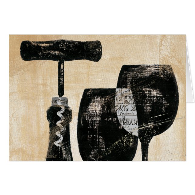 Vinflaska med två exponeringsglas hälsningskort (Framsidan Horizontal)