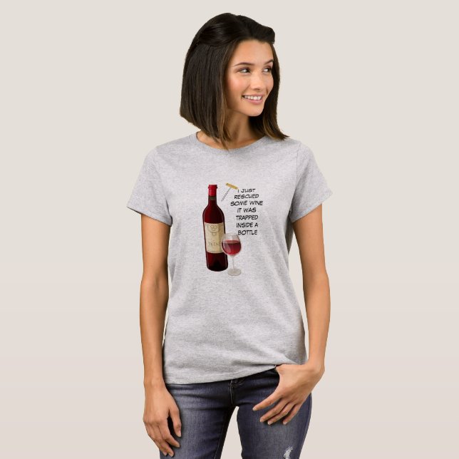 Vinflaska och glasillustration t shirt (Hel framsida)