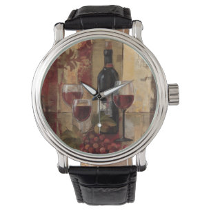 Vinflaska och vinexponeringsglas armbandsur
