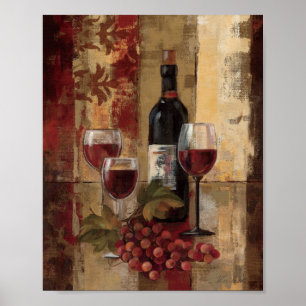 Vinflaska och vinexponeringsglas poster