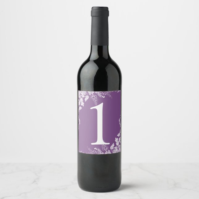 Vinflasketikett Bordnummer | Vindruveodling (Lila) Vinflaska Etikett (Framsida)