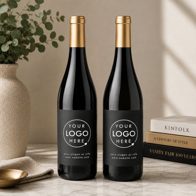 Vinflasketiketter | Anpassade logotypaffischer för Vinflaska Etikett (Custom logo wine bottle labels for branded gifts, winery events, and business bottles.)
