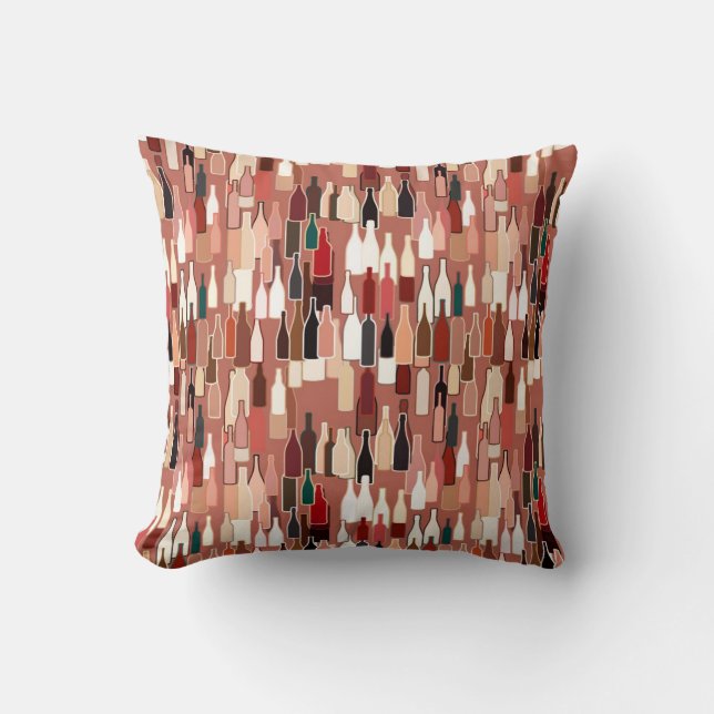 Vinflaskor, jord färgar, terraen - cottabakgrund kudde (Framsida)