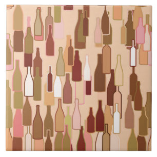 Vinflaskor, jordfärger, ljus korallbakgrund kakelplatta