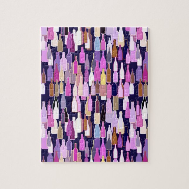 Vinflaskor, mång- färg, mörk - slösa bakgrund pussel (Vertikal)