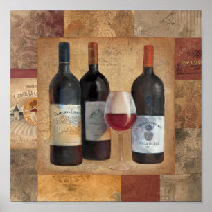 Vinflaskor med exponeringsglas poster