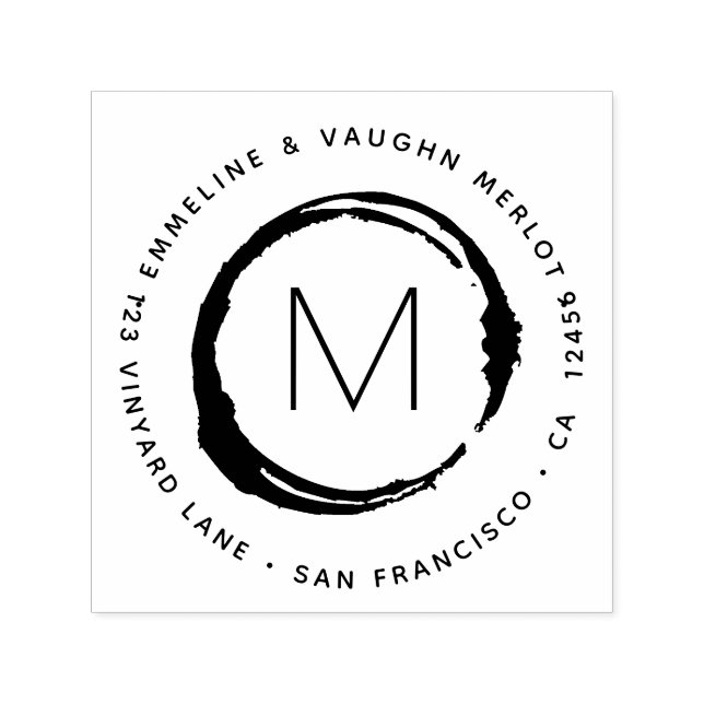 Vinflöjt med monogram Glas Cirkel Fläck Självfärgande Stämpel (Design)