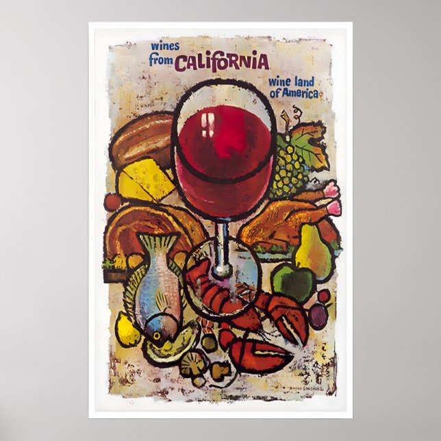 Vinföremål Kalifornien Resaffiche Vingårdstryck Poster (Framsidan)