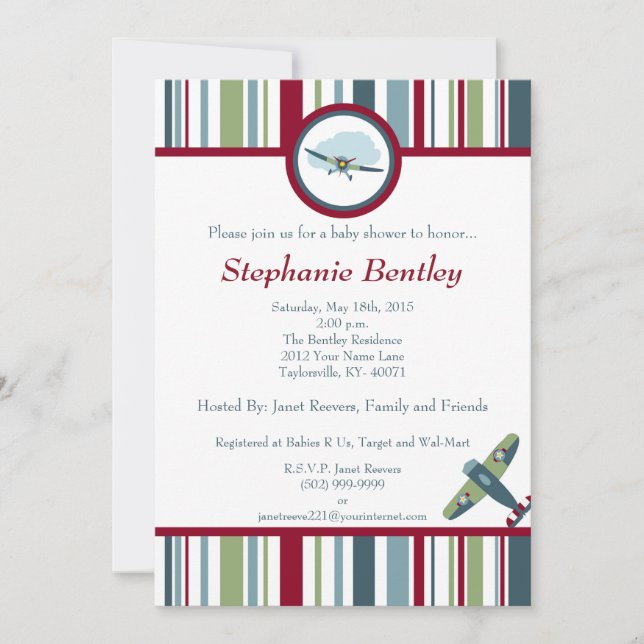 Vingar 5x7-inbjudan till flygplan inbjudningar (Framsida)