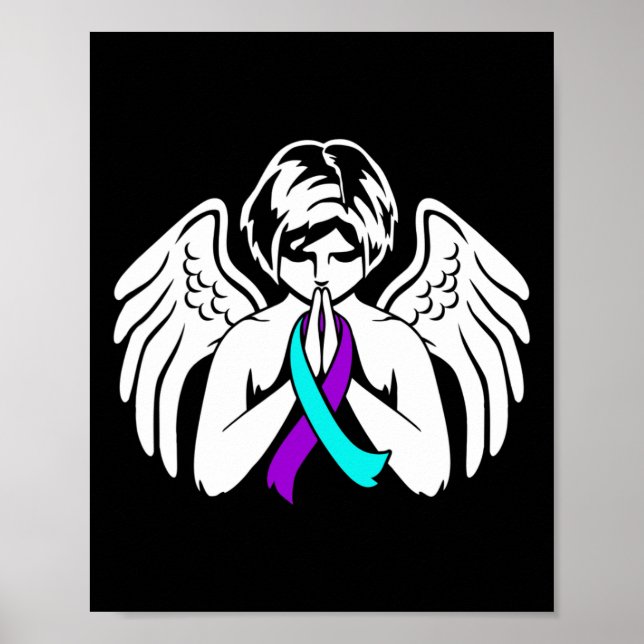 Vingar Angel Ribbon Lycklig Support Graphic Poster (Framsidan)