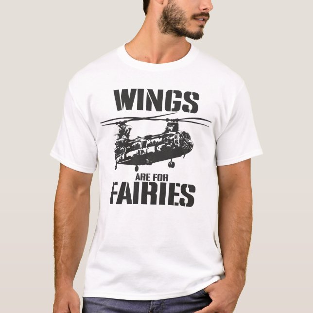 Vingar Är För Änglar Chinook Helikopterpilot T Shirt (Framsida)
