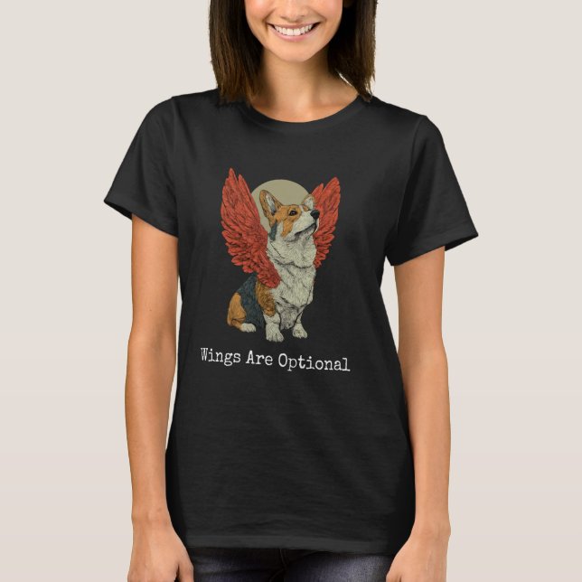 Vingar är valfria - Retro bevingad Corgi Söt Corgi T Shirt (Framsida)