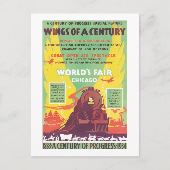 Vingar av en århundradets Fair Chicago Vykort (Framsida)