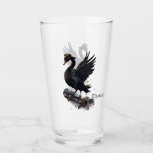 Vingar av frihet det svarta svan på skateboard.