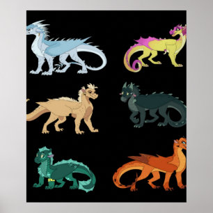 Vingar-branddekal dragon klassisk poster