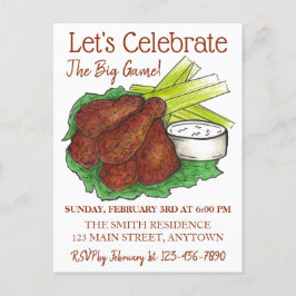 Vingar Celebrate Big Game Football Tailgate Party Inbjudan Vykort