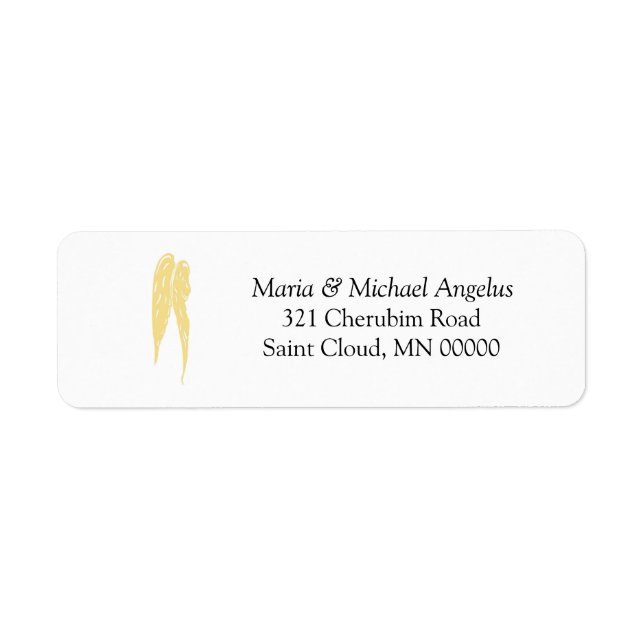 Vingar, etiketterna Änglar Bröllop Inbjudan Returadress Etikett (Framsidan)