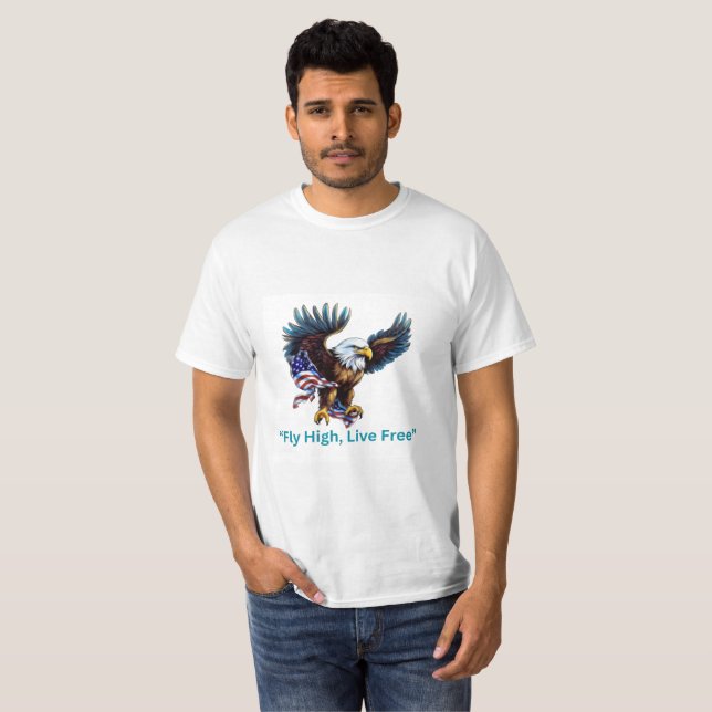 "Vingar för frihet | USA flagga & Eagle Graphic T- T Shirt (Hel framsida)