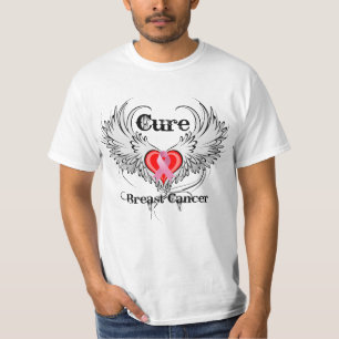 Vingar för tatuering för botbröstcancerhjärta tee shirt