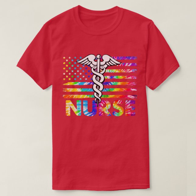 Vingar Heart Nurse Stethoscope American Flagga Nur T Shirt (Design framsida)