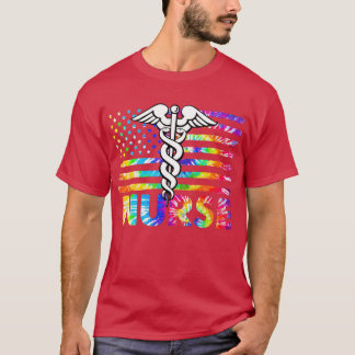 Vingar Heart Nurse Stethoscope American Flagga Nur T Shirt