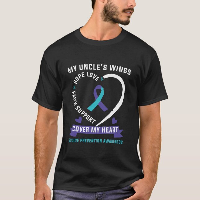 Vingar Heart Teal Lila Onkel Suicide Prevention A T Shirt (Framsida)