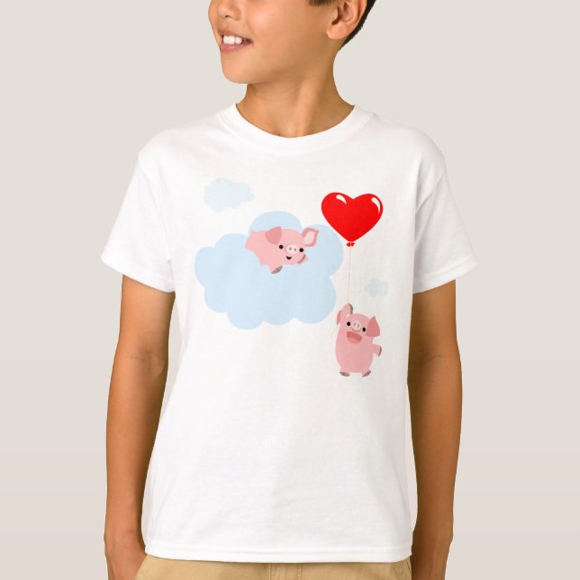 Vingar i Kärlek (Tecknad Grisar) Barn T-Shirt (Framsida)