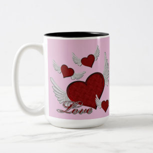 Vingar Kärlek Red Logotyp Rosa Coffee Mugg