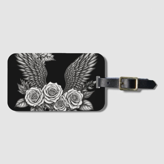 Vingar med blommor. Aestetisk blomma Vingar Bagagebricka (Framsida horisontal)