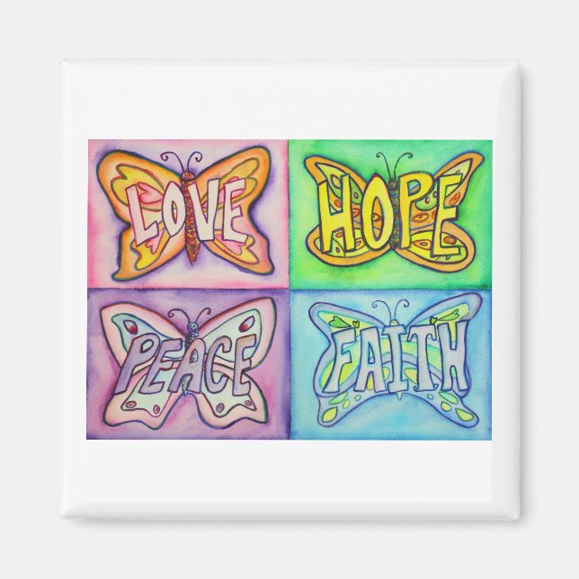 Vingar Ord Art inspiration från fjärilsmusnet Magnet (Framsidan)