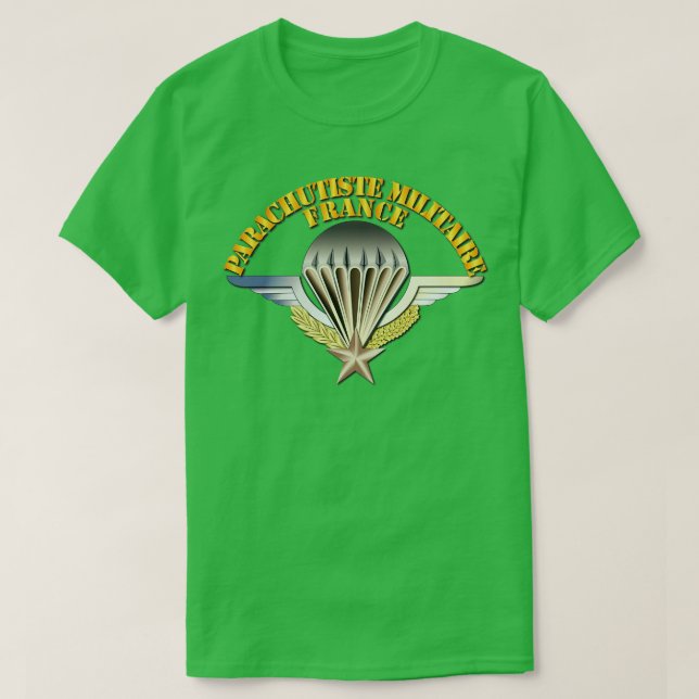 Vingar Parachutiste Militaire Frankrike T Shirt (Design framsida)